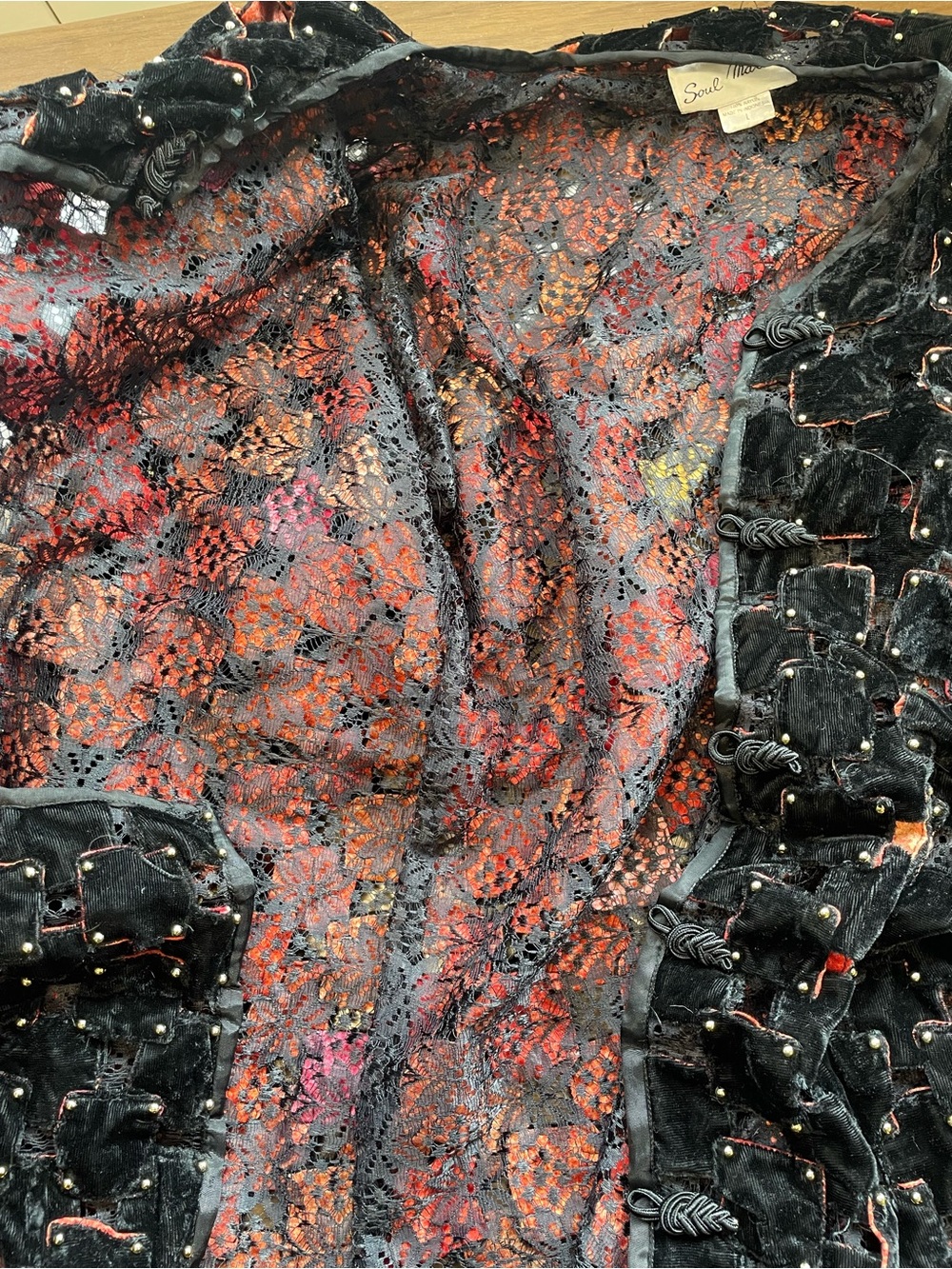 Soulmates Black Velvety Embellished Jacket with Red Accents - Picture 6 of 7